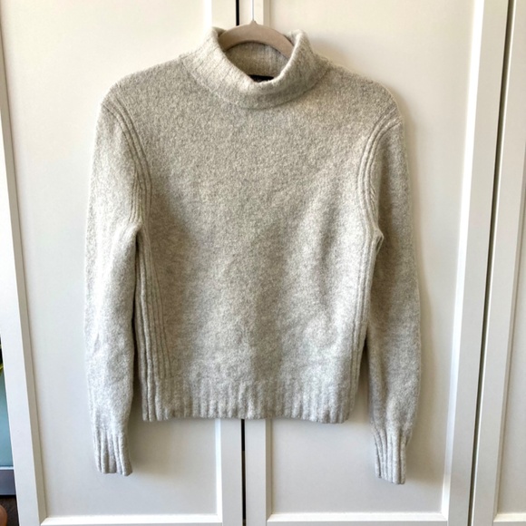 J Crew Mockneck Sweater in Supersoft Yarn in 'Heather Dusk' (light warm grey) - Picture 2 of 10